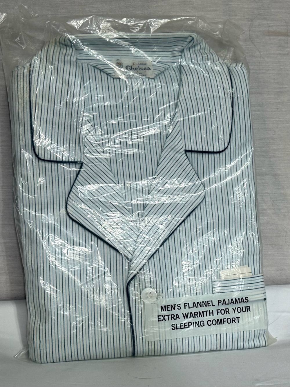 NWT Chelsea Men’s Blue Stripe Flannel Pajama Set Large